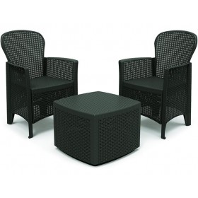 SET ARREDO GIARDINO PP/RATTAN TREE ANTRACITE 3 PEZZI SET ARREDO GIARDINO PP/RATTAN TREE ANTRACITE 3 PEZZI