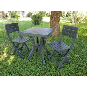 SET DUETTO RESINA TAVOLO + 2 SEDIE COLORE ANTRACITE SET DUETTO RESINA TAVOLO + 2 SEDIE COLORE ANTRACITE