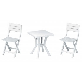SET DUETTO RESINA TAVOLO + 2 SEDIE COLORE BIANCO SET DUETTO RESINA TAVOLO + 2 SEDIE COLORE BIANCO