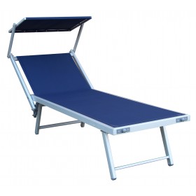 LETTINO CON PARASOLE ALLUMINIO E ACCIAIO COLORE BLU LETTINO CON PARASOLE ALLUMINIO E ACCIAIO COLORE BLU