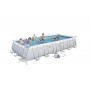 Bestway Power - Set da piscina con telaio rettangolare in acciaio, colore: grigio chiaro, con pompa filtro a sabbia + accessori