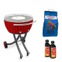 YesEatIs Lotusgrill XXL con Ruote - Starter Kit BBQ con 2Kg di Carbonella Carbobois e Gel Accendifuoco Satanino 500ml - Rosso