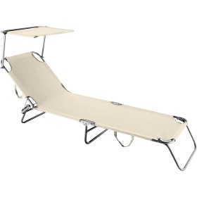 LETTINO CON PARASOLE MODIFICABILE RIMINI COLORE ECRU. LETTINO CON PARASOLE MODIFICABILE RIMINI COLORE ECRU.