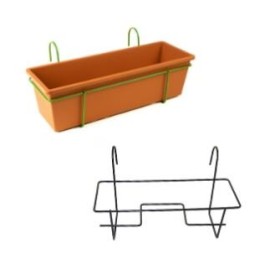 BALCONIERA IN FERRO EASY FISSA CON VASO E SOTTOVASO IN PLASTICO CM 41 BALCONIERA IN FERRO EASY FISSA CON VASO E SOTTOVASO IN PLASTICO CM 41