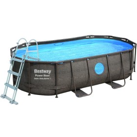 BESTWAY 56714 PISCINA POWER-STEEL OVALE RATTAN COMPLETA CM. 427x250x100h. BESTWAY 56714 PISCINA POWER-STEEL OVALE RATTAN COMPLETA CM. 427x250x100h.