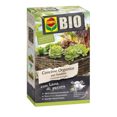 COMPO Bio Concime Organico per Insalate e orticole da foglia Con lana di pecora KG. 2