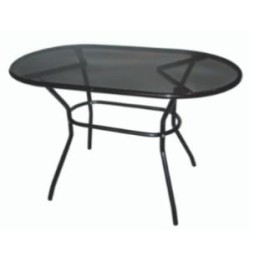 TAVOLO OVALE TAHITI CON STRUTTURA TUBOLARE E PIANO IN LAMIERA STIRATA CM. 118x70x74h. TAVOLO OVALE TAHITI CON STRUTTURA TUBOLARE E PIANO IN LAMIERA STIRATA CM. 118x70x74h.