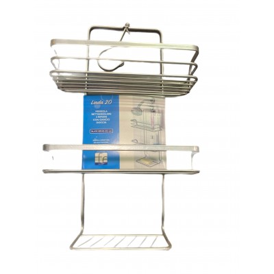 FERIDRAS MENSOLA A 3 RIPIANI LINEA LINDA CON GANCIO PER DOCCIA 26x11x43-53cm.