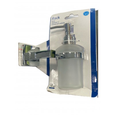 FERIDRAS PORTA DISPENSER LINEA ROCK SAPONE CROMATO E VETRO SATINATO
