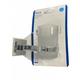 FERIDRAS PORTA SPAZZOLINO LINEA ROCK CROMATO E VETRO SATINATO FERIDRAS PORTA SPAZZOLINO LINEA ROCK CROMATO E VETRO SATINATO