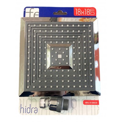 SOFFIONE DOCCIA QUADRATO 18 CM IN ABS CROMO HIDRA
