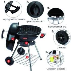 BARBECUE A CARBONE SANDRIGARDEN SG 45K SFERICO DIA. 45 CM. BARBECUE A CARBONE SANDRIGARDEN SG 45K SFERICO DIA. 45 CM.