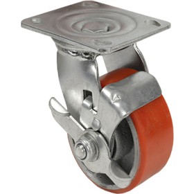 RUOTA IN POLIURETANO GIREVOLE CON FRENO MM. 100x32 EXPORT