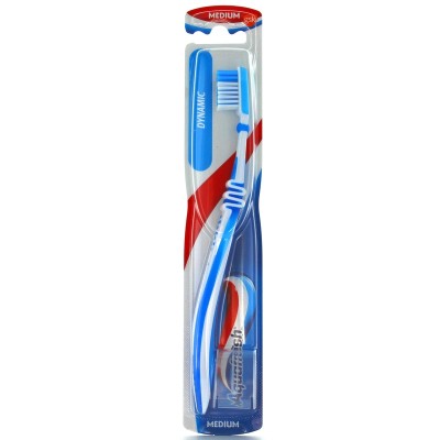 Aquafresh Dynamic La testina mobile e snodabile si adatta perfettamente alla forma dell’arcata dentale. Le setole arrotondate p