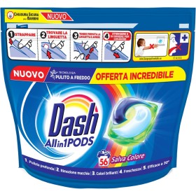 DASH ECODOSI DETERSIVO BUCATO LAVATRICE ALLIN1 SALVA COLORE 56 PODS DASH ECODOSI DETERSIVO BUCATO LAVATRICE ALLIN1 SALVA COLORE 56 PODS