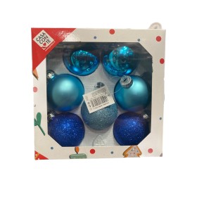 PALLINE PER ALBERO DI NATALE IN VETRO CELESTE CM. 6 PZ. 7 PALLINE PER ALBERO DI NATALE IN VETRO CELESTE CM. 6 PZ. 7