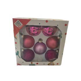 PALLINE PER ALBERO DI NATALE IN VETRO ROSA CM. 6 PZ. 7 PALLINE PER ALBERO DI NATALE IN VETRO ROSA CM. 6 PZ. 7