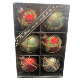 PALLINE PER ALBERO DI NATALE IN VETRO SCOZZESE CM. 8 PZ. 6 PALLINE PER ALBERO DI NATALE IN VETRO SCOZZESE CM. 8 PZ. 6