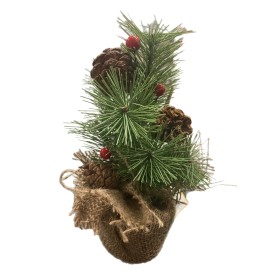 PINO CON BASE DI JUTA CON BACCHE E PIGNE CM. 27h. PINO CON BASE DI JUTA CON BACCHE E PIGNE CM. 27h.