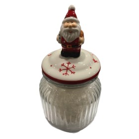 BARATTOLO DI BABBO NATALE IN VETRO CERAMICA CM. 11x20h. BARATTOLO DI BABBO NATALE IN VETRO CERAMICA CM. 11x20h.