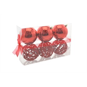 BOX 6 SFERE PALLINE DI NATALE LUCIDA/TRAF. GLITTER ROSSO CM. 10 BOX 6 SFERE PALLINE DI NATALE LUCIDA/TRAF. GLITTER ROSSO CM. 10