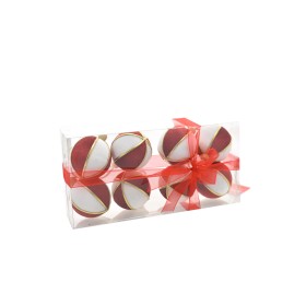 BOX 8 SFERE PALLINE DI NATALE DEC.34 BIANCO/ROSSO CM. 6 BOX 8 SFERE PALLINE DI NATALE DEC.34 BIANCO/ROSSO CM. 6