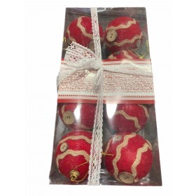 BOX 8 SFERE PALLINE DI NATALE RAFFIA ROSSO CM. 7 BOX 8 SFERE PALLINE DI NATALE RAFFIA ROSSO CM. 7