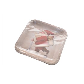 SET 8 PIATTI QUADRATI DA TAVOLA NATALIZI DECORAZIONE MONOPATTINO CM. 22x22 SET 8 PIATTI QUADRATI DA TAVOLA NATALIZI DECORAZIONE MONOPATTINO CM. 22x22