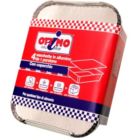 OTTIMO VASCHETTA IN ALLUMINIO CON COPERCHIO 1 PORZIONE PZ. 4 OTTIMO VASCHETTA IN ALLUMINIO CON COPERCHIO 1 PORZIONE PZ. 4