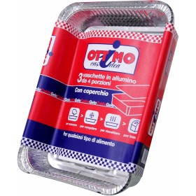 OTTIMO VASCHETTA IN ALLUMINIO CON COPERCHIO 4 PORZIONI PZ. 3 OTTIMO VASCHETTA IN ALLUMINIO CON COPERCHIO 4 PORZIONI PZ. 3