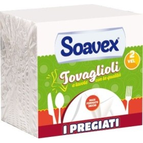 SOAVEX TOVAGLIOLI DI CARTA 2 VELI CM. 38x38 I PREGIATI PZ. 40 SOAVEX TOVAGLIOLI DI CARTA 2 VELI CM. 38x38 I PREGIATI PZ. 40