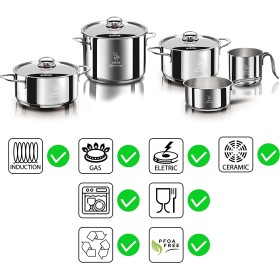 AETERNUM BATTERIA SET 8 PENTOLE LA DIVINA RE INOX AETERNUM BATTERIA SET 8 PENTOLE LA DIVINA RE INOX