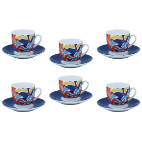 CASA CON TE SET 6 TAZZINE DA CAFFE MULTICOLOR PORCELLANA CON PIATTINO CC. 90
