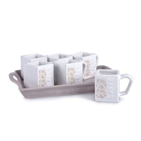 TAZZE DA CAFFE CON VASSOIO QUADRO PEONIAS CM. 24,5x16x7 TAZZE DA CAFFE CON VASSOIO QUADRO PEONIAS CM. 24,5x16x7