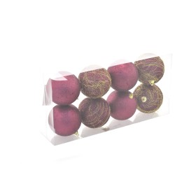 BOX 8 PALLINE SFERE PER ALBERO DI NATALE COLORE BORDO/ORO CM. 8 BOX 8 PALLINE SFERE PER ALBERO DI NATALE COLORE BORDO/ORO CM. 8