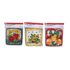 CASA CON TE SET 2 PRESINE COTONE PER CUCINA CM. 16x16 CASA CON TE SET 2 PRESINE COTONE PER CUCINA CM. 16x16