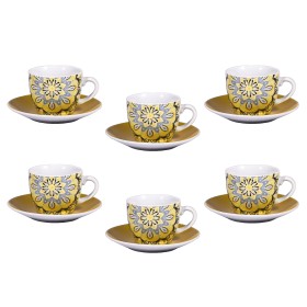 CASA CON TE SET 6 TAZZE CAFFE CON PIATTINO SOLE GIALLO CC. 90