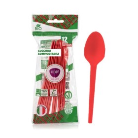 CLENDY NATALE ROSSO CUCCHIAI COMPOSTABILE PZ.12 CLENDY NATALE ROSSO CUCCHIAI COMPOSTABILE PZ.12