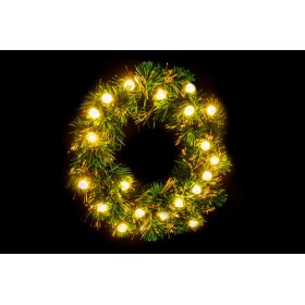 CORONA CON 18 LUCI A BATTERIA BIANCO CALDO CM. 35 FORO CM. 8 CORONA CON 18 LUCI A BATTERIA BIANCO CALDO CM. 35 FORO CM. 8