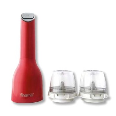 Finamill Macina spezie a batteria midnight Sangria con due FinaPod Pro Plus