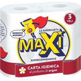 MAXI CARTA IGIENICA AL PROFUMO ARGAN 3 VELI ROTOLI 4 MAXI CARTA IGIENICA AL PROFUMO ARGAN 3 VELI ROTOLI 4