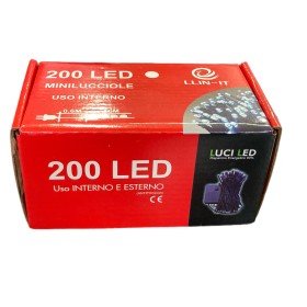 MINILUCCIOLE LED PER INTERNO ED ESTERNO 200 LUCI BIANCO CON CONTROLLE MT. 16 MINILUCCIOLE LED PER INTERNO ED ESTERNO 200 LUCI BIANCO CON CONTROLLE MT. 16