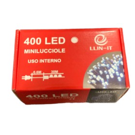 MINILUCCIOLE LED PER INTERNO ED ESTERNO 400 LUCI BIANCA CON CONTROLLE MT. 30 MINILUCCIOLE LED PER INTERNO ED ESTERNO 400 LUCI BIANCA CON CONTROLLE MT. 30