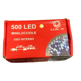 MINILUCCIOLE LED PER INTERNO ED ESTERNO 500 LUCI BIANCA-GIALLO CON CONTROLLE MT. 37 MINILUCCIOLE LED PER INTERNO ED ESTERNO 500 LUCI BIANCA-GIALLO CON CONTROLLE MT. 37