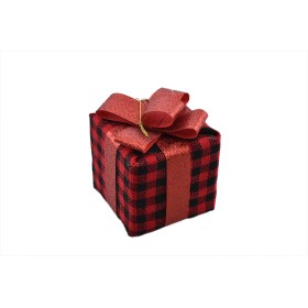 PACCO REGALO PER DECORO NATALIZIO COLORE ROSSE NERO CM. 10x10x10 PACCO REGALO PER DECORO NATALIZIO COLORE ROSSE NERO CM. 10x10x10