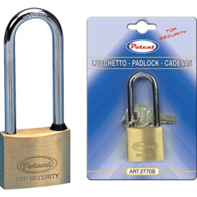 POTENT LUCCHETTO ARCO LUNGO 2700B OTTONE ARCO CROMATO CHIAVI 2 MM 30X41 POTENT LUCCHETTO ARCO LUNGO 2700B OTTONE ARCO CROMATO CHIAVI 2 MM 30X41
