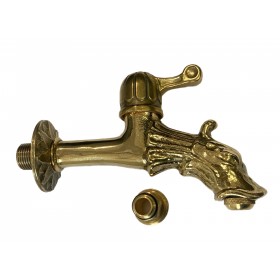 RUBINETTO IN OTTONE ARTISTICO A SFERA LEONE 1/2 POLL. RUBINETTO IN OTTONE ARTISTICO A SFERA LEONE 1/2 POLL.