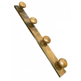 PANETTA ATTACCAPANNI A MURO IN LEGNO DI NOCE CON 4 POMOLI A CIPOLLA CM. 64x4 PANETTA ATTACCAPANNI A MURO IN LEGNO DI NOCE CON 4 POMOLI A CIPOLLA CM. 64x4