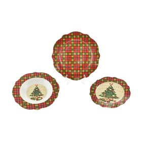 SERVIZIO 18 PIATTI PORCELLANA BONECHINA CON DECORAZIONE NATALIZIO SERVIZIO 18 PIATTI PORCELLANA BONECHINA CON DECORAZIONE NATALIZIO
