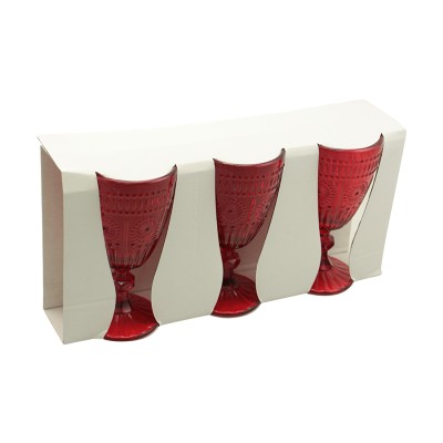SET 3 CALICI DI VETRO M.12T1 COLORE ROSSO ML. 250